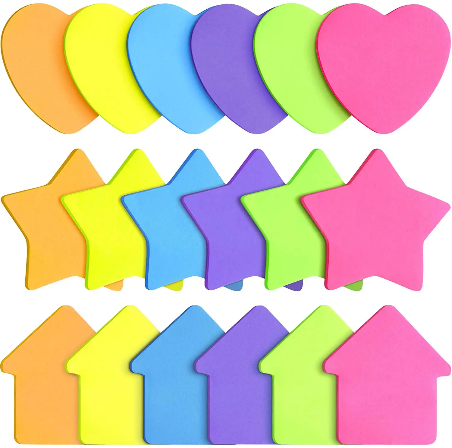 Bloc-notes auto-collant coloré en forme d'étoile de flèche de coeur pour des rappels étudiant l'école de bureau et la maison