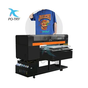 PO-TRY nyaman untuk mengoperasikan industri stasiun ganda mesin cetak kaus Digital Printer DTG