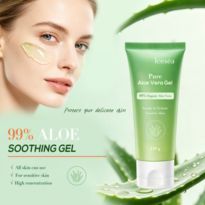 Gel d'aloe vera biologique pur à 99 % OEM avec extrait de feuille d'aloe vera, aloé emodin, apaisant, hydratant, soin après-soleil, marque privée - Product Image 1