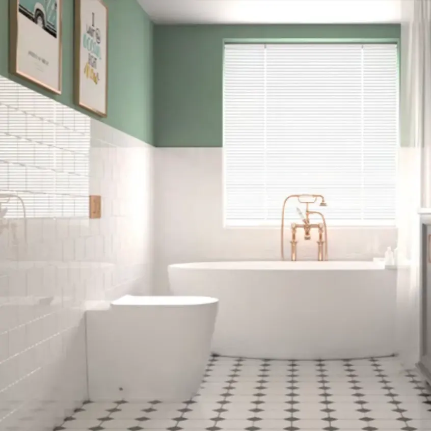 ห้องน้ำบ้านสองชิ้นตู้ใส่น้ำติดพื้นห้องน้ำเซรามิกสีขาว
