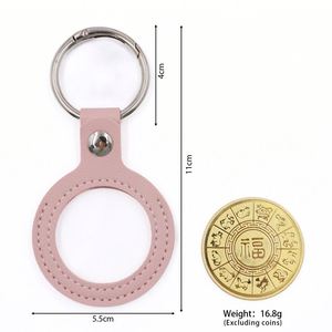 Llavero de cuero sintético de moda, soporte de almacenamiento portátil para medallón AA, moneda de la suerte, llavero estándar Challenge - Product Image 6