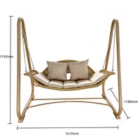 Fauteuil suspendu d'extérieur moderne en métal avec coussins imperméables - Conception double balançoire pour cour de villa et terrasse - 1 place