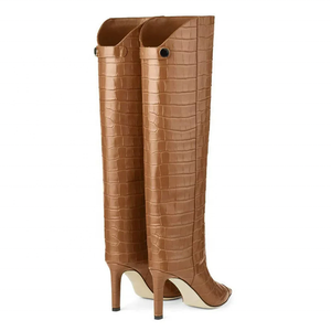 Bottes longues élégantes pour femmes à imprimé animal, talons hauts, bout pointu, bottines tendance à hauteur du genou, tige droite - Product Image 6