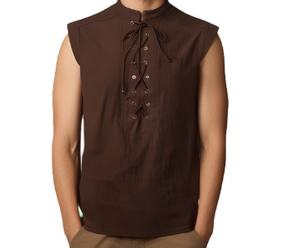 Camisa sin mangas gótica medieval de Steampunk vikingo renacentista pirata para hombre, disfraz bárbaro - Product Image 5