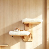 Étagère murale pour chat en bois écologique moderne et perchoir avec tapis en sisal, arbre à chat à 2 niveaux, emballé en carton, utilisation intérieure/bureau, toutes saisons