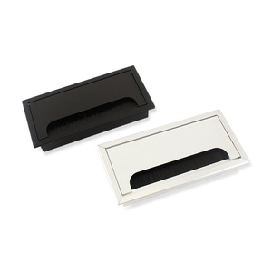 Aluminum Alloy Cable Management Box Rectangle Dustproof Cover With Brush For Office <b>Desk</b> <b>Computer</b> Table Wire Organization - Product Image 2