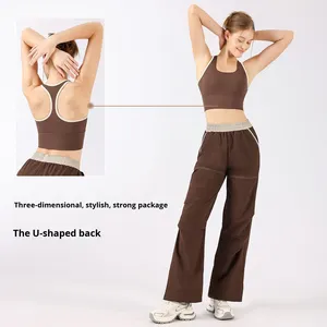 Sujetador Deportivo para Mujer, Transpirable, de Alta Sujeción, con Tirantes Cruzados, Antigolpes, Copa Fija, Top de Yoga y Fitness, de Secado Rápido, Color Rojo - Product Image 2