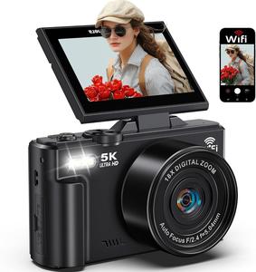 Appareil photo numérique 5k 75MP avec WiFi et écran de 3 pouces 180° °   Caméra de vlog à écran rabattable et autofocus pour YouTube, caméra de poche - Product Image 2