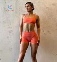 Ensembles de vêtements de sport pour femmes, ensembles de yoga de luxe, vente en gros, ensemble de sport 2 pièces, haut court et short pour femmes