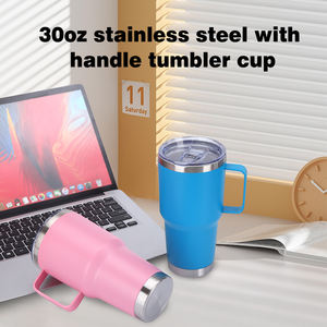 Botella de Agua Aislada Personalizada de 30 oz con Asa, Recubrimiento en Polvo Azul, Termo de 900 ml con Tapa Deslizante, Taza de Café para Viaje - Product Image 6