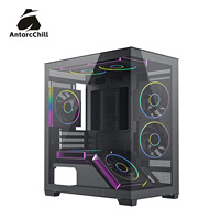 AntarcChill Black Mid Tower Panoramic Case Dual Chamber MATX ITX 240mm AIO USB 3.0 OEM Factory Direct