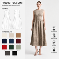 Robe midi trapèze en tweed uni pour femme - Gilet sans manches taille haute coupe régulière avec perles, respirante, élégante, été, service OEM