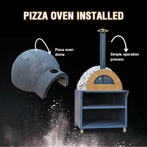 Four <span class=keywords><strong>à</strong></span> pizza italien LKT en fonte, chauffé au bois, avec service de découpe - Product Image 4