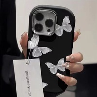Mode fille galvanoplastie lentille bleu papillon PC étui de téléphone portable protéger la couverture pour iPhone 16 Pro Max 11 12 13 14 15