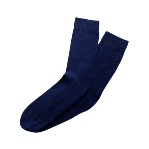 Chaussettes ras du cou bleues unies personnalisées pour hommes, tricotées, style classique, usage quotidien, respirantes, avec revers antidérapant et logo, en coton confortable pour l'automne - Product Image 3