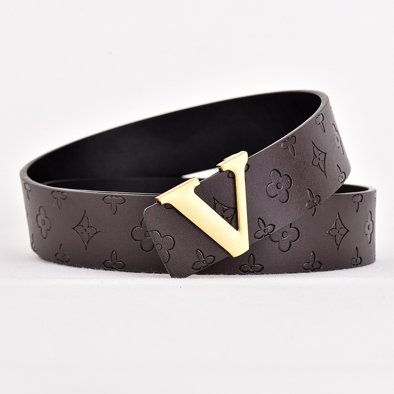 Brown flowers + gold V-shaped buckle-110cm