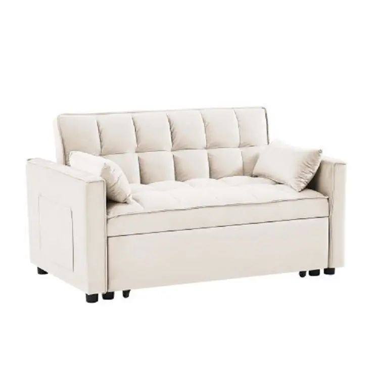 Modern Velvet Loveseat Futon Sofá Sofá Pull Out Bed Love Seat Lounge Sofá Encosto reclinável 3 em 1 sofá-cama conversível