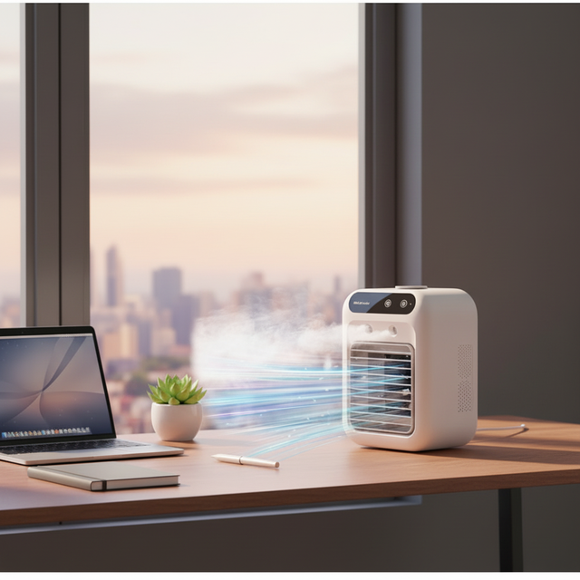 Portable Water Cooled Small Cooling Fan Mobile Mini Evaporative Desk Air Cooler Lasting Spray