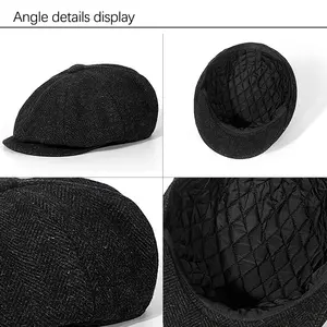 Unisex Achthoekige Baretten En Hoeden Voor Vrouwen Custom Logo Effen Vintage Retro Katoenen Meisjes Achthoekige Baret Hoed