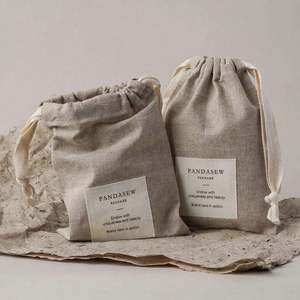 Minimalist Style <b>Recyclable</b> Drawstring Herringbone Pattern Ornaments <b>Bag</b> Cotton Linen Dust Drawstring <b>Bag</b> - Product Image 3