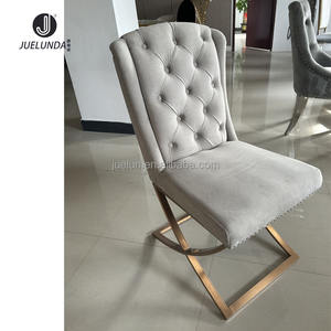 Modern Luxury Dining Room Sets 6 <strong>Chairs</strong> Customized Button Tufted Velvet Lion <strong>Knocker</strong> <strong>Back</strong> Stainless Steel Legs Home Furniture - Product Image 6