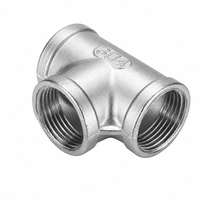 Raccord de tuyauterie en acier inoxydable 304, té égal à filetage femelle, lisse, basse pression, moulé avec précision, DN65 DN80 DN100 BSPP BSPT