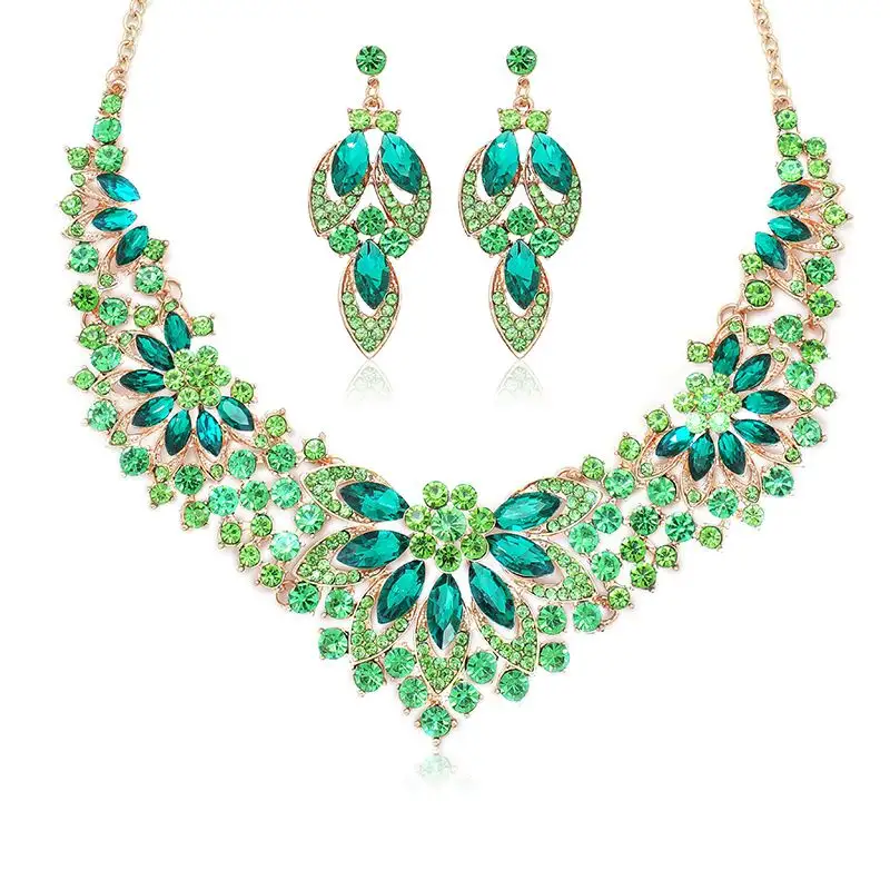 DUYIZHAO New Arrival Bridal Jewelry Sets Hot Sale Gold Plated Crystal Necklace and Earrings Fashion Jewelry Sets for Women