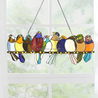 Magnifique panneau suspendu en vitrail de style européen, fait main, motif oiseau, pour cuisine, salon, maison