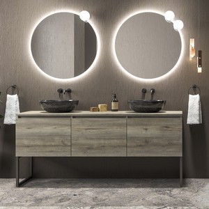 Mobile da Bagno di Lusso Kamalu SP-180P3 da 180cm con 3 Cassetti, Lavabo in Ceramica e Trattamento Superficiale Laccato - Product Image 2