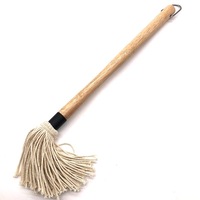 COOKBEST Têtes de rechange de luxe pour vadrouille à badigeon pour barbecue avec manche en bois Brosse à sauce à l'huile pour barbecue en plein air
