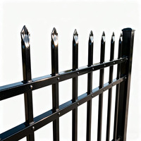 Valla de acero para exteriores para jardín, valla de piquete ornamental de Metal, valla de acero galvanizado para escuelas/parques con rejilla decorativa superior