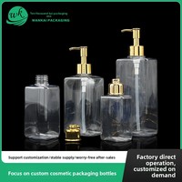 Bouteille carrée en plastique PET 280ml 450ml avec pompe pour shampoing, lotion, gel douche, emballage personnalisable