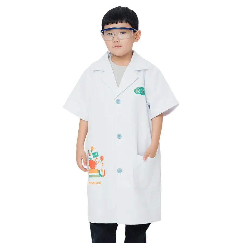 Set di pulizia per bambini Unisex con carta d'identità per camice da laboratorio occhiali per bambini tecnologia scientifica ingegneria matematica uniformi ospedaliere