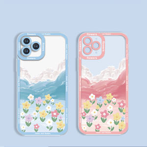 Tinta pintura estilo <span class=keywords><strong>flores</strong></span> paisaje lente marco transparente a prueba <span class=keywords><strong>de</strong></span> golpes silicona teléfono funda para iPhone 14 13 12 11 Pro Max - Product Image 2