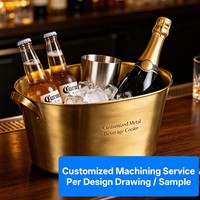 Seau à glace de luxe en acier inoxydable avec logo personnalisé, grand format, couleur or rose, pour champagne, bière, vin, idéal pour les fêtes et bars