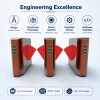 Tourniquet à barrière rabattable avec contrôle d'accès RFID, code QR et reconnaissance faciale pour salle de sport et bureau, en acier inoxydable 304, certifié CE, OEM, garantie 1 an