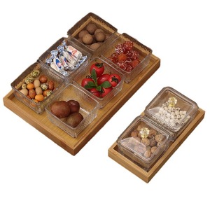 Glass Fruit Plate With Compartments Rectangle Snack <b>Tray</b> For Home Coffee Tea Dessert <b>Storage</b> <b>Trays</b> - Product Image 5