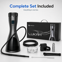 Chicha électrique miniature professionnelle moderne en acier inoxydable laqué |   Boîte-cadeau de voyage portable rechargeable avec lumière LED numérique Lukah