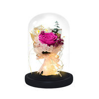 Base en bois gravée, roses préservées, décoration de fleurs séchées, écologique, longue durée, roses éternelles romantiques roses, ensemble de roses éternelles pour Noël