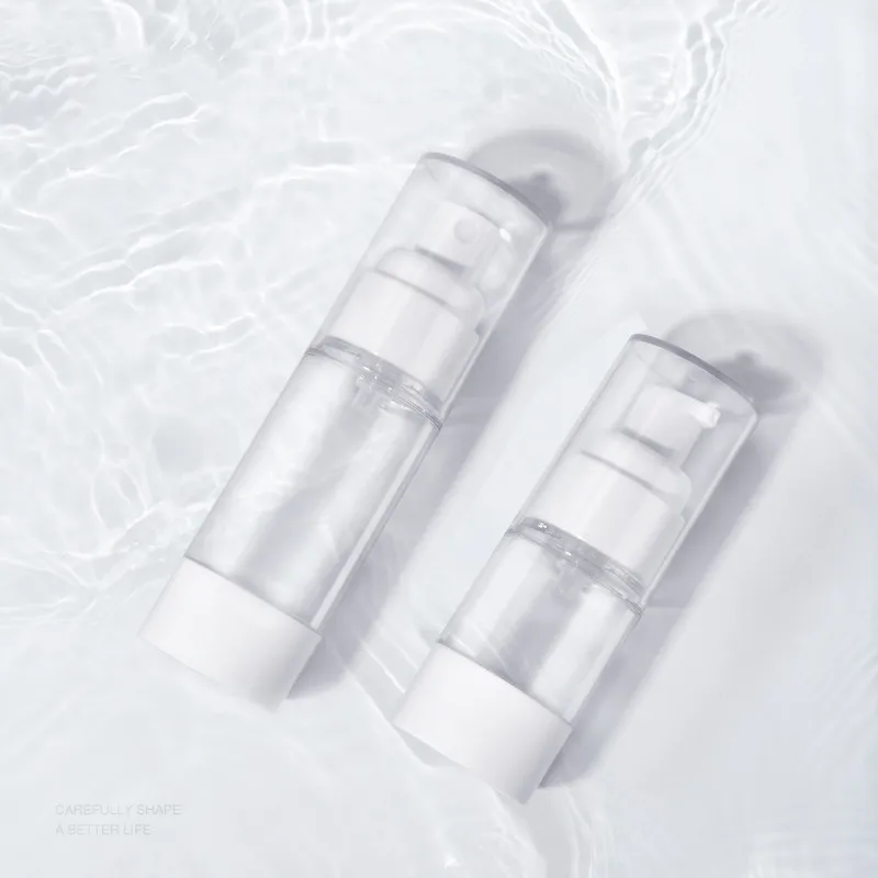 Botella de plástico con pulverizador de bomba blanca, spray de perfume sin aire personalizado, 15ml, 30ml, 50ml, 80ml, 100ml