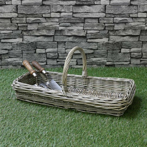Antique Rectangle Wash Wicker Basket for <strong>Garden</strong> Tools Carrier - Product Image 2