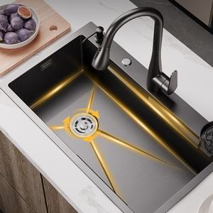 Évier de cuisine à cuve unique en acier inoxydable 304, épaissi, pour usage domestique, bac à vaisselle - Product Image 1