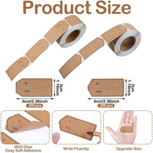 Etiquetas Adesivas Vintage Marrom em Papel Kraft para Presentes, Rolo de Etiquetas Simples e Escrevíveis para Embalagem de Presentes - Product Image 2