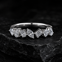 Cincin Emas Putih 18K Berlian Alami Bentuk Campuran Pir Marquise Zamrud Cincin Kawin Berlian Alami