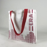 Sac fourre-tout en toile personnalisé avec quantité minimale de commande rouge, sac en toile de coton blanc avec votre Logo, sacs fourre-tout pliables Double face