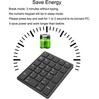 Keyboard nomor akuntan keuangan 2.4 GHz Keypad numerik Keyboard Digital nirkabel isi ulang untuk komputer Laptop