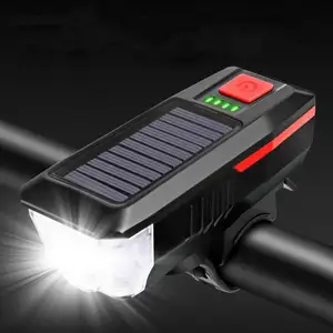 Solar Power Fahrrad leuchte mit Hupe T6 LED Rennrad Mountainbike Front leuchte USB Wiederauf ladbarer Scheinwerfer 3 Modi Fahrrads chein werfer