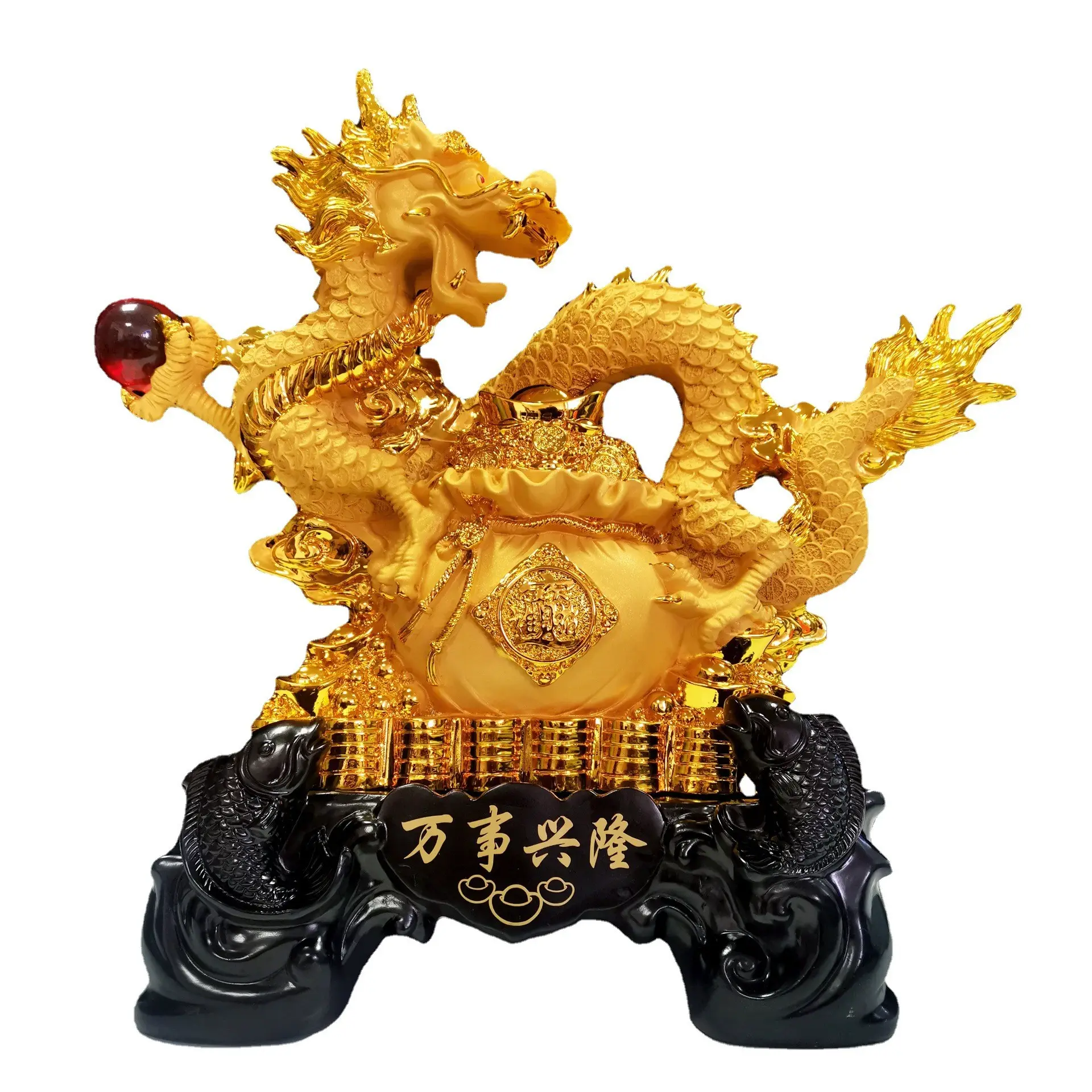 Artigianato in resina per la decorazione domestica statua per il capodanno cinese figurine di drago articoli Feng Shui scultura personalizzata di drago animale