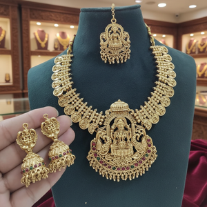 Ensemble de collier temple en plaqué or avec pierre Pota et perles 10581309PGR Parure de bijoux fins - Product Image 3