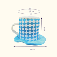 Chapeau de fête bavarois amusant Dairui Oktoberfest avec poignée en forme de chopes de bière, bleu et blanc à carreaux, en mousse pelucheuse polyester/coton, unisexe adulte